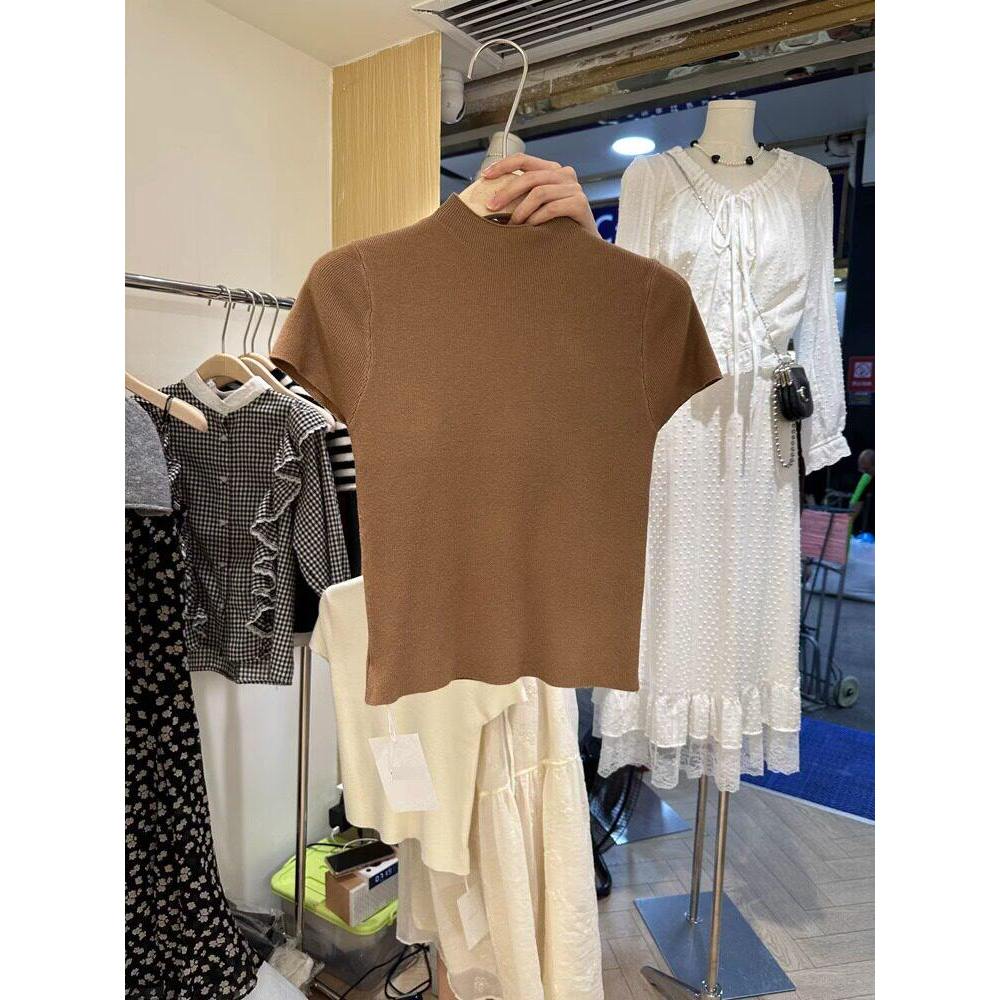 品牌折扣正品女装断码清仓特价不能退换半高领短袖针织衫女春