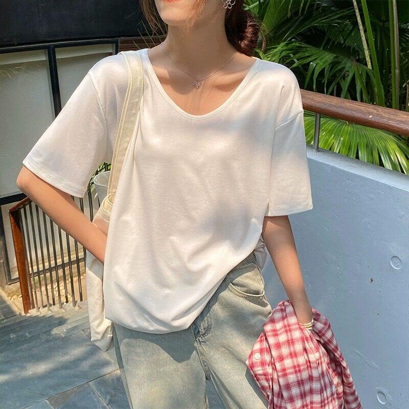 品牌折扣正品女装断码清仓特价不能退换V领棉短袖T恤女春秋宽松