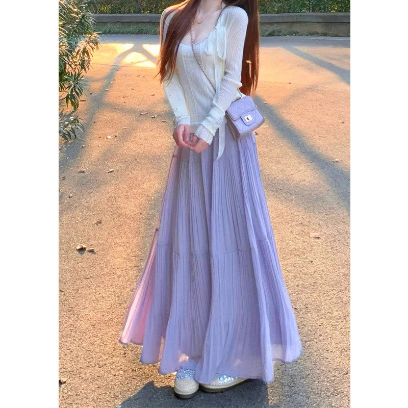 品牌折扣正品女装断码清仓特价不能退换紫色雪纺半身裙女春秋