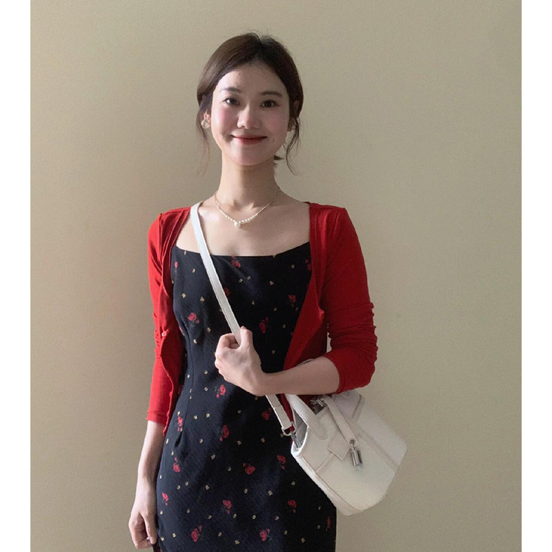 品牌折扣正品女装断码清仓特价不能退换港风红色针织防晒开衫女夏