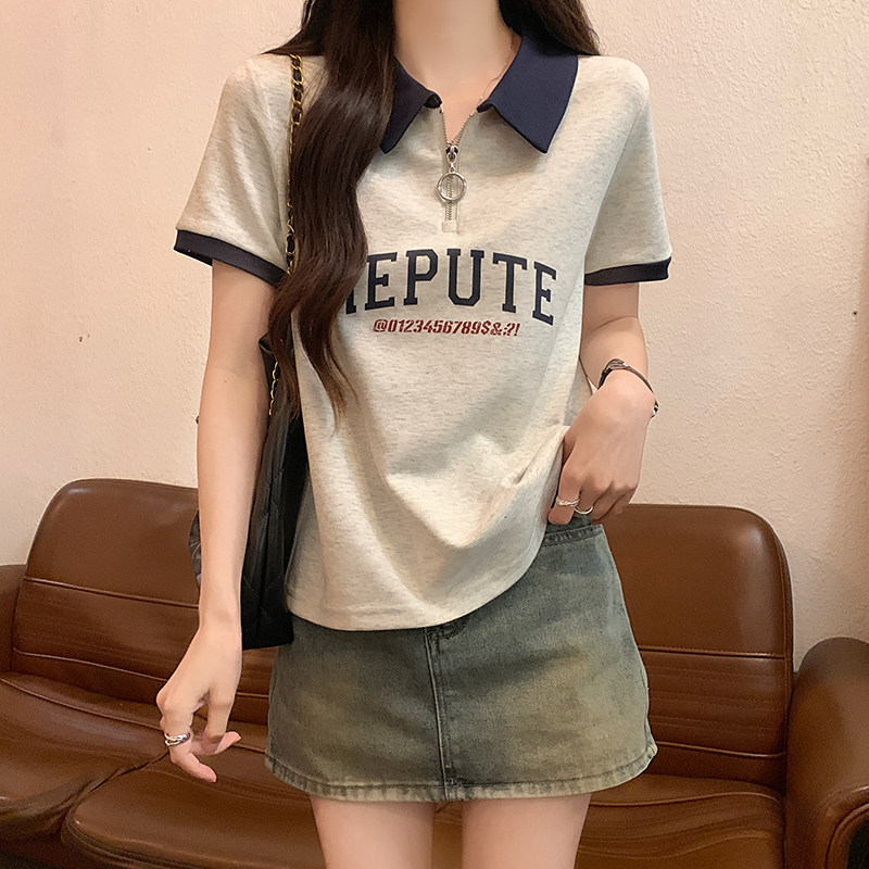 品牌折扣正品女装断码清仓特价不能退换polo领短袖T恤女夏季宽松