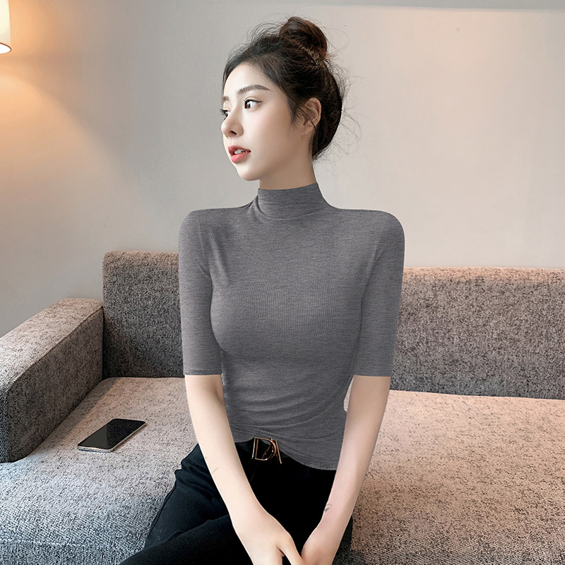 品牌折扣正品女装断码清仓特价不能退换灰色中袖T恤女春秋莫代尔