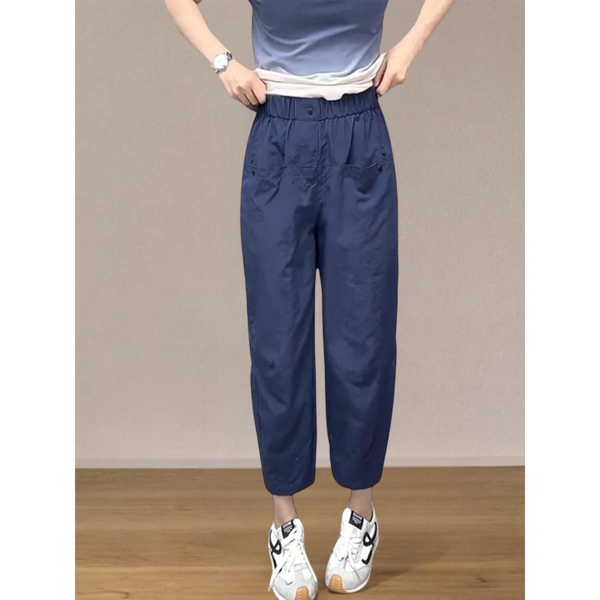 品牌正品女装衣服断码特价清仓 不退换-藏蓝色九分哈伦裤女春秋季