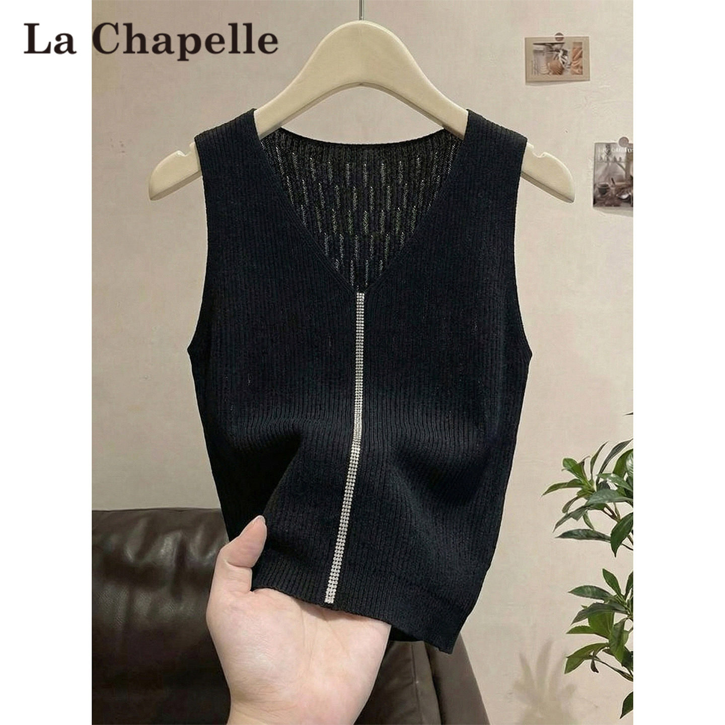 品牌折扣正品女装断码清仓特价不能退换黑色冰丝针织吊带背心