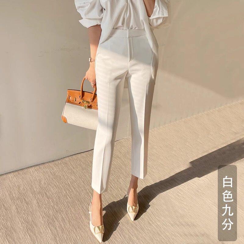 品牌折扣正品女装断码清仓特价不能退换白色西装裤女夏季薄款ol九