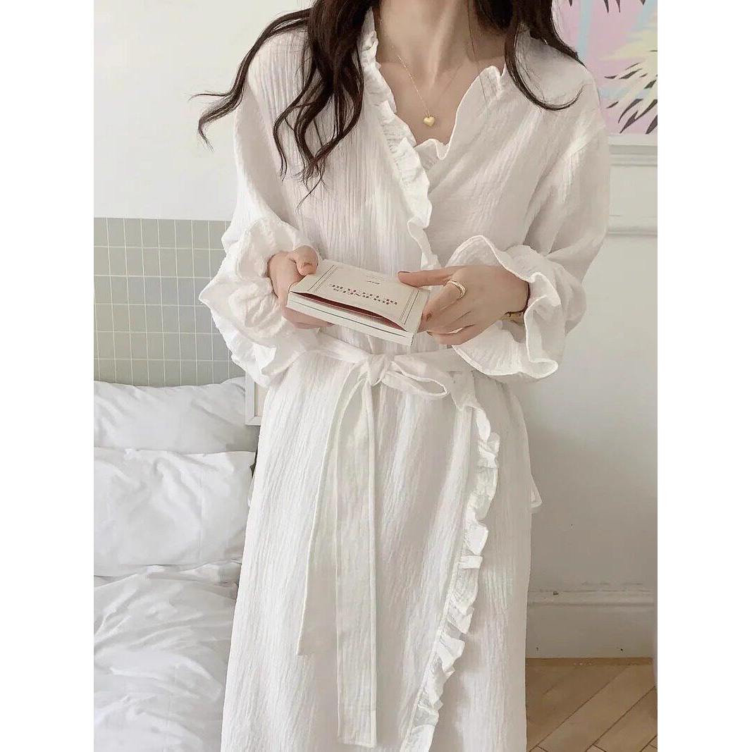 品牌折扣正品女装断码清仓特价不能退换法式绝美长袖睡裙女款夏