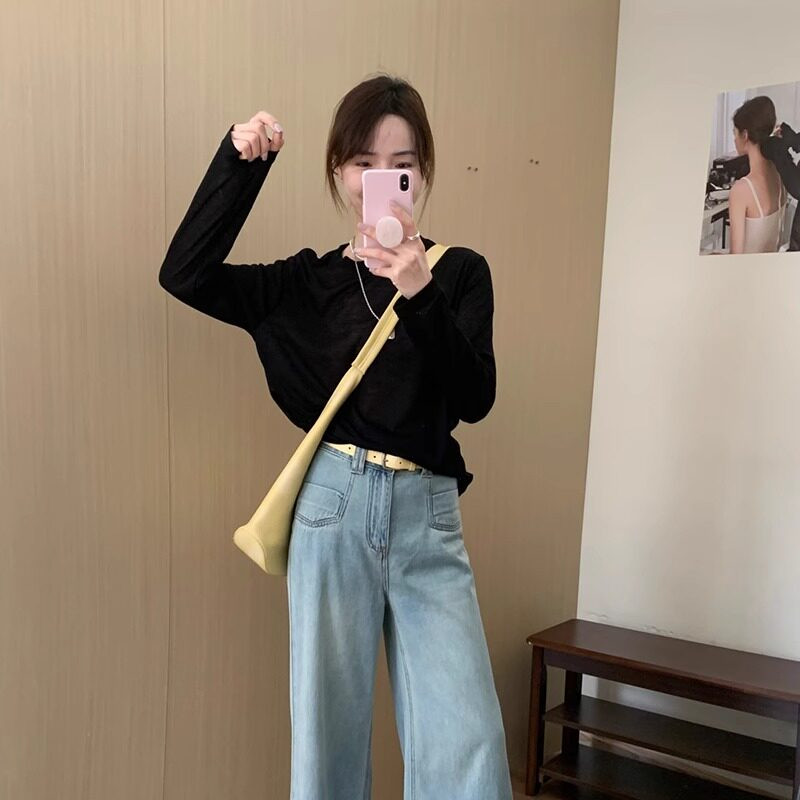 品牌正品女装衣服断码特价清仓 不接受退换-天丝面膜网纱长袖T恤