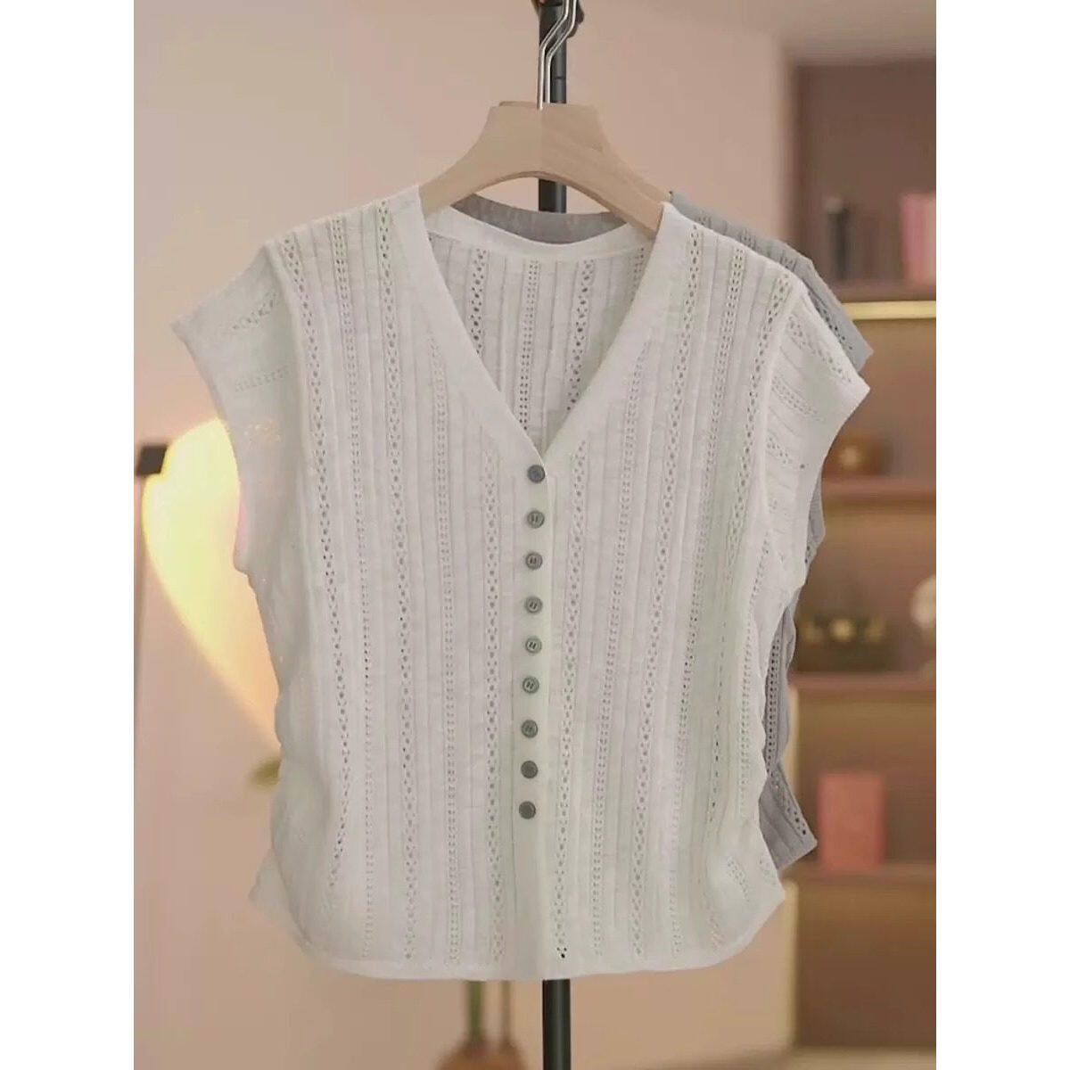 品牌正品女装衣服断码特价清仓 不退换-欧货V领镂空短袖T恤女夏季