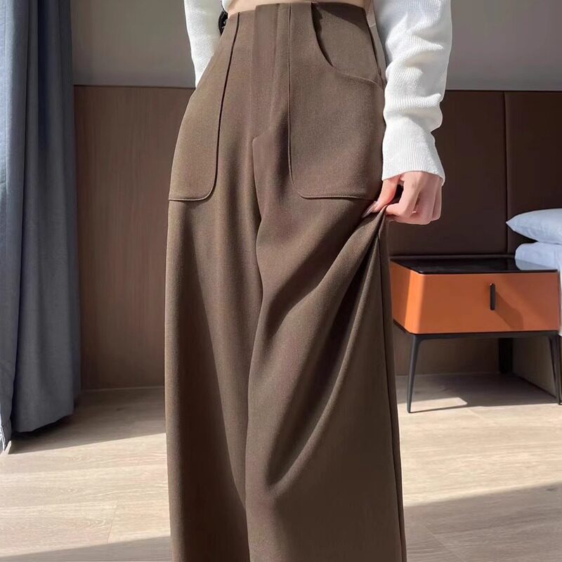 品牌正品女装衣服断码特价清仓 不接受退换-酒红色高腰西装裤