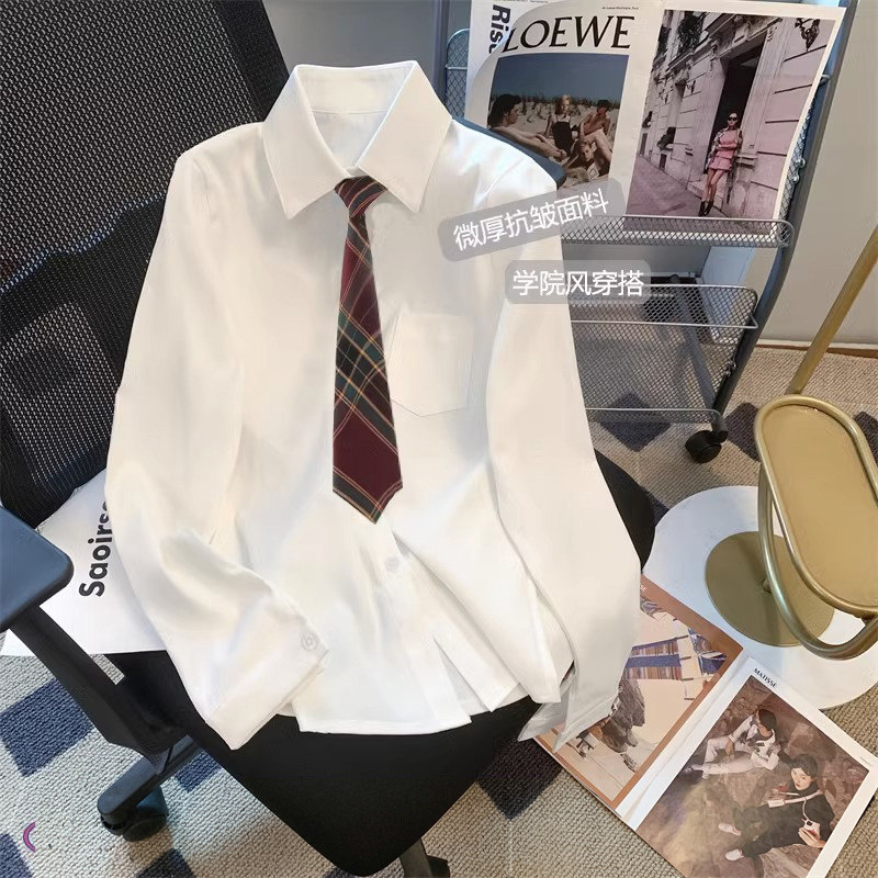 【品牌正品女装新品超级秒杀 不接受退换】学院风配领带长袖衬衫