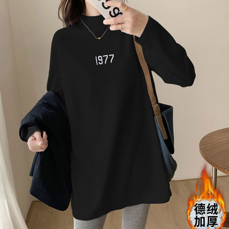 品牌折扣正品女装断码清仓特价不能退换德绒半高领中长款长袖t恤