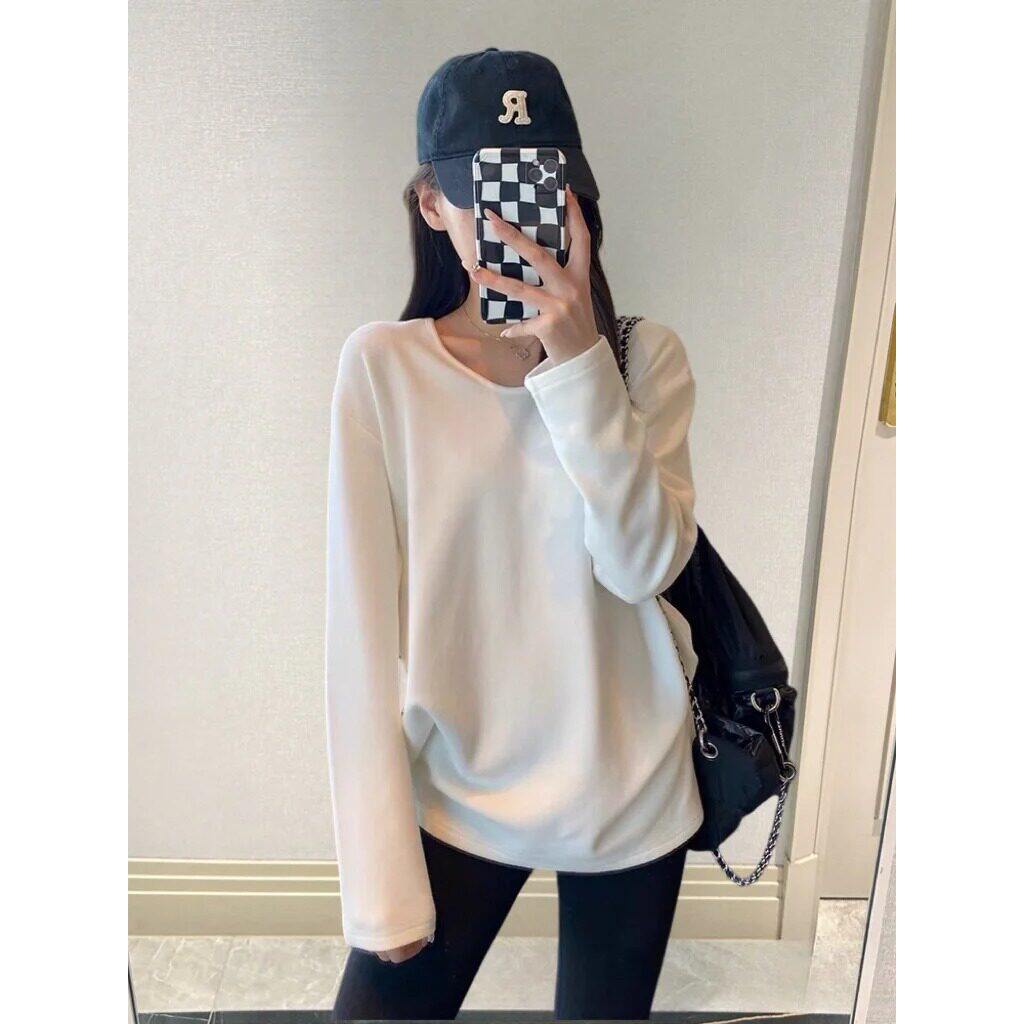 品牌折扣正品女装断码清仓特价不能退换中长款白色长袖T恤女宽松