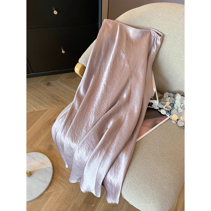 品牌正品女装衣服断码特价清仓 不接受退换-莓果粉褶皱肌理感缎面