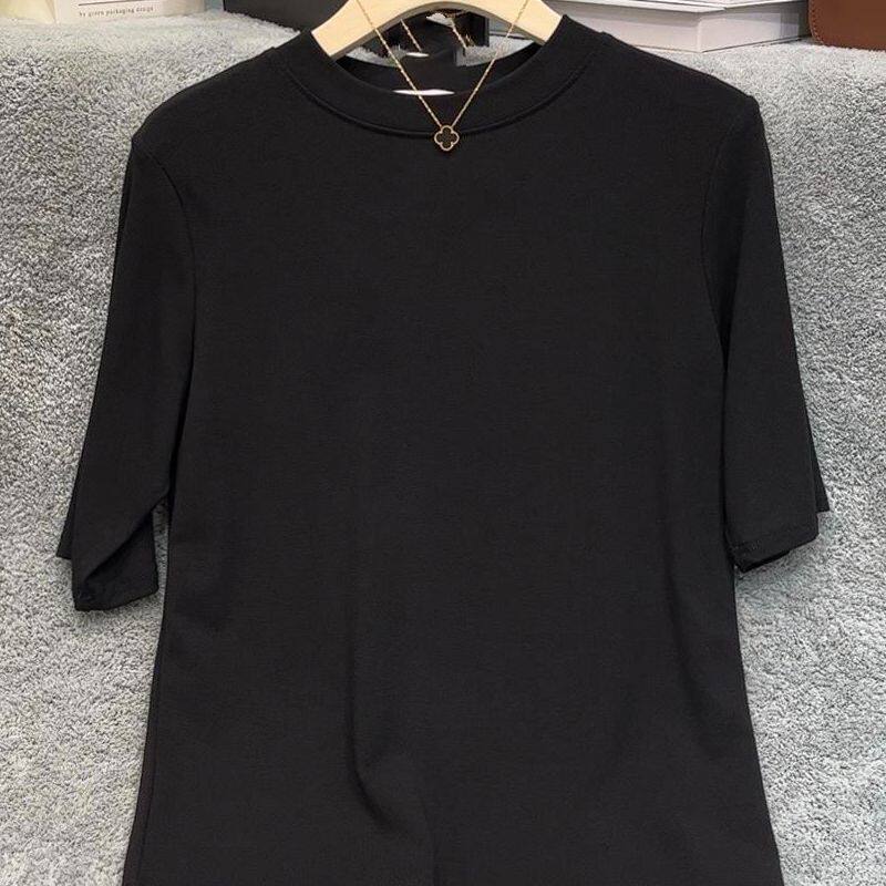 品牌折扣正品女装断码清仓特价不能退换黑色莫代尔五分袖T恤女春