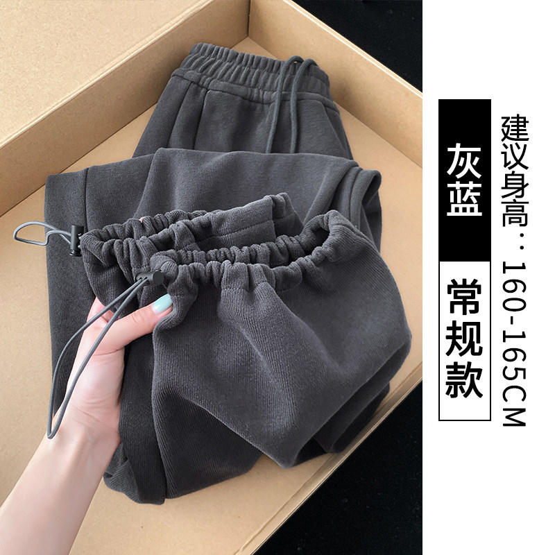 品牌折扣正品女装断码清仓特价不能退换灰色阔腿运动裤女宽松束脚