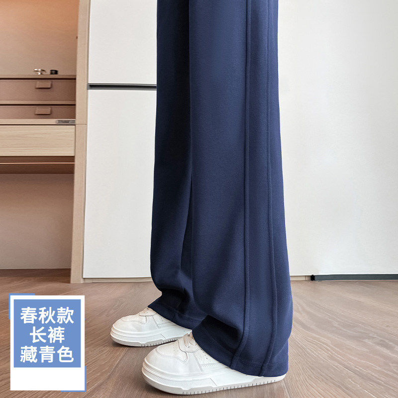 品牌正品女装衣服断码特价清仓 不退换-藏青色加绒直筒运动裤女秋