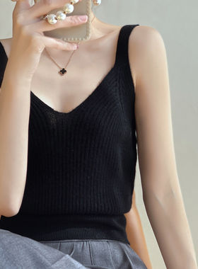 品牌折扣正品女装断码清仓特价不能退换美丽诺羊毛针织吊带背心女