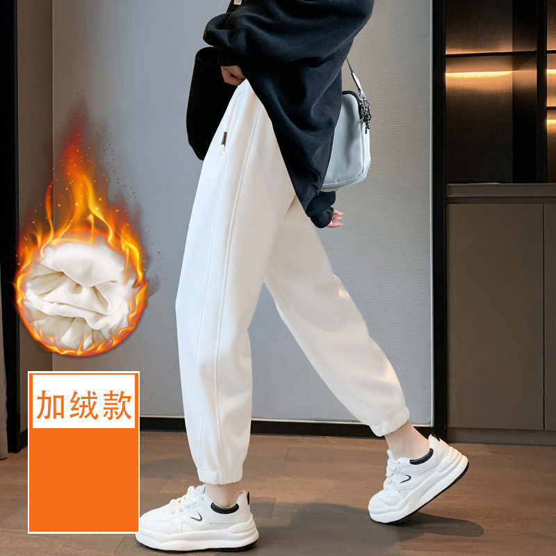 品牌折扣正品女装断码清仓特价不能退换白色加绒运动裤女秋冬新款