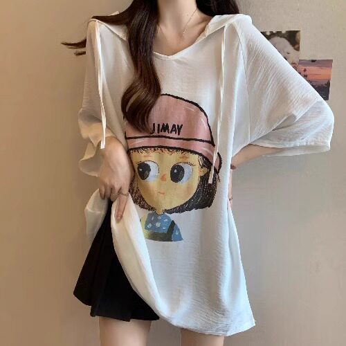品牌折扣正品女装断码清仓特价不能退换中长款半袖连帽短袖T恤