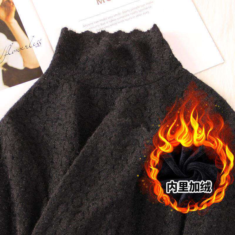 品牌折扣正品女装断码清仓特价不能退换加绒半高领磨毛蕾丝打底衫