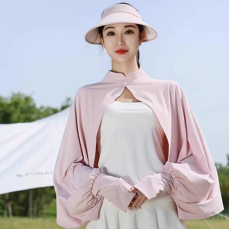 品牌正品女装衣服断码特价清仓 不退换-冰丝防晒衣披肩袖套一体斗