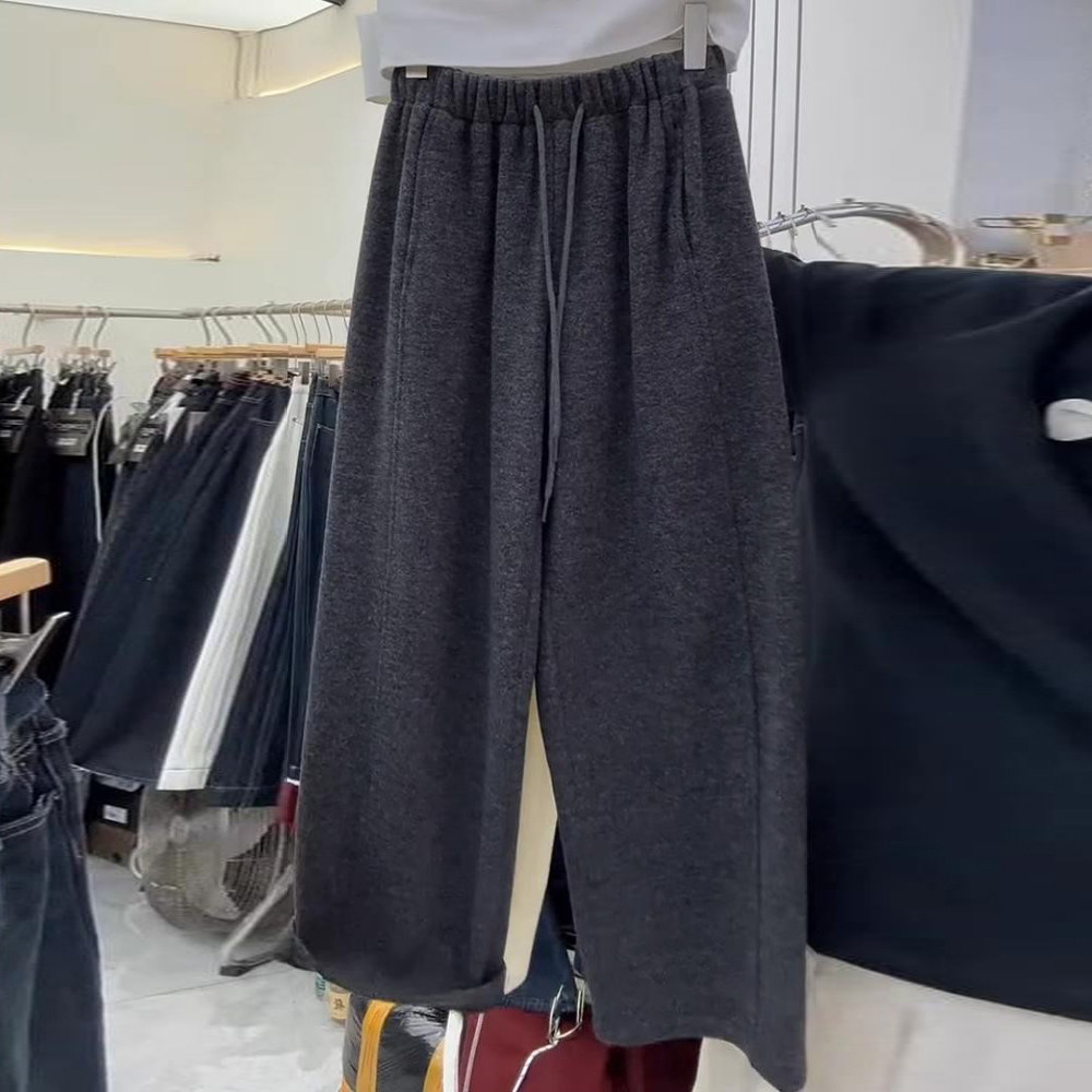 品牌正品女装衣服断码特价清仓 不接受退换-深灰色毛呢阔腿裤