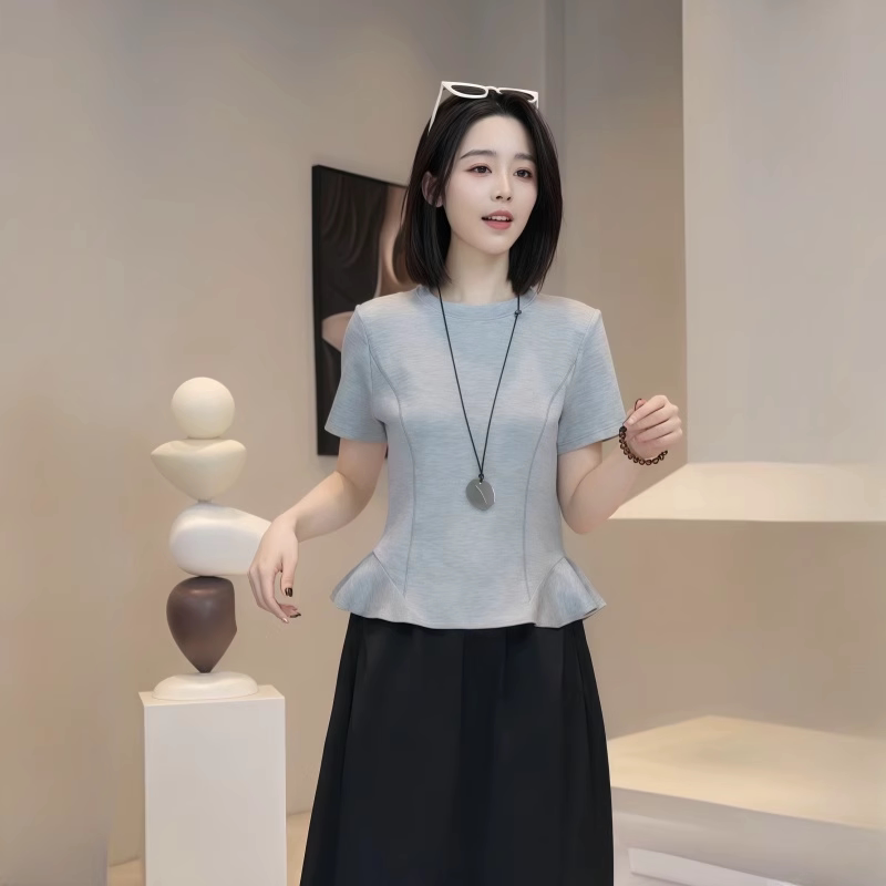 品牌正品女装衣服断码特价清仓 不退换-欧货荷叶边圆领正肩短袖