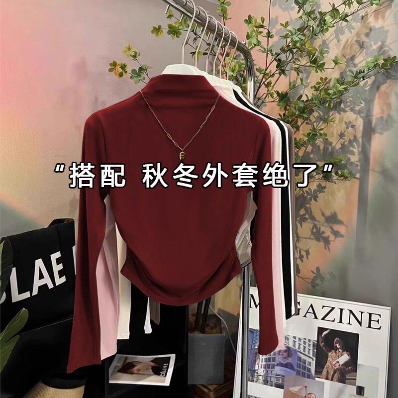 品牌折扣正品女装断码清仓特价不能退换红色半高领加绒打底衫女秋