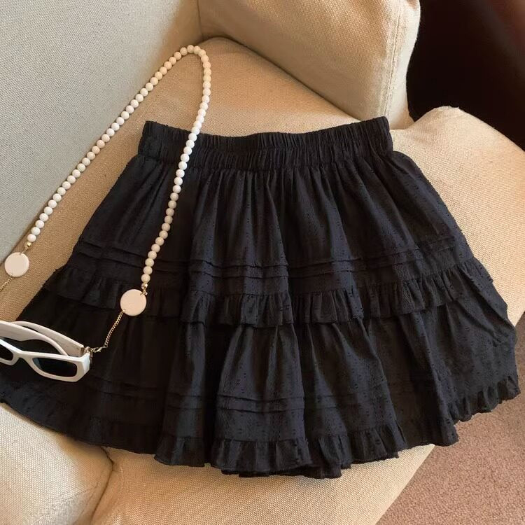 法式半身裙女夏季新款小个子芭蕾高腰蓬蓬蛋糕裙短款A字短裙