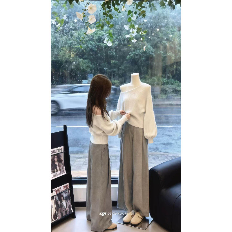 品牌折扣正品女装断码清仓特价不能退换韩系长袖露肩针织衫女秋冬