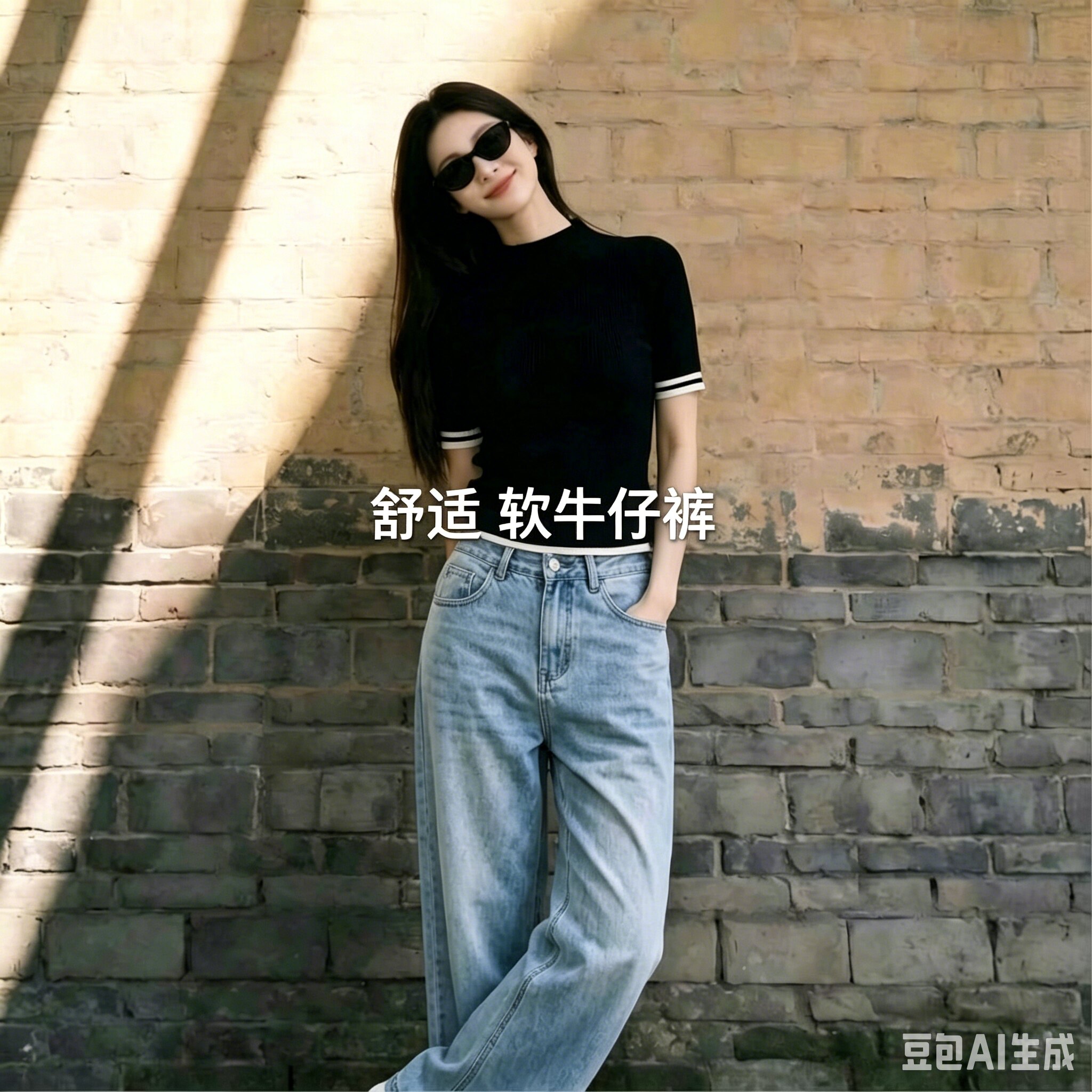 品牌折扣正品女装断码清仓特价不能退换浅蓝色垂感天丝牛仔