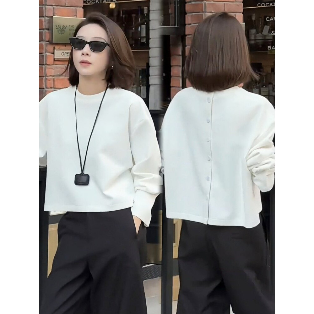 品牌折扣正品女装断码清仓特价不能退换白色无帽短款卫衣女款