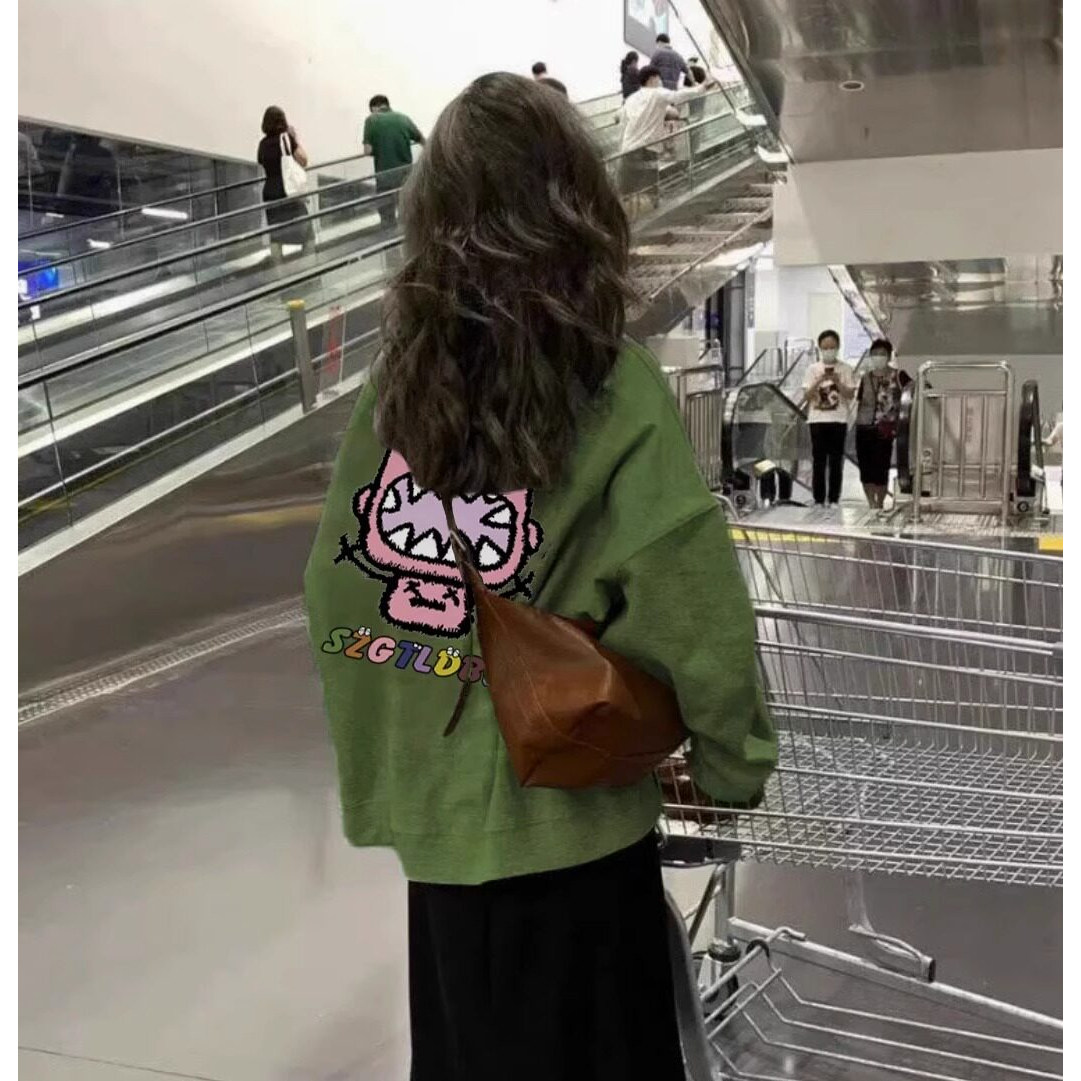 品牌折扣正品女装断码清仓特价不能退换美式复古绿色卫衣女秋