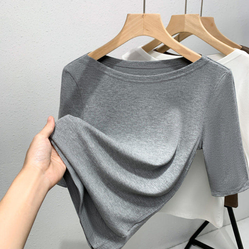 品牌折扣正品女装断码清仓特价不能退换黑色五分袖t恤女早秋新款