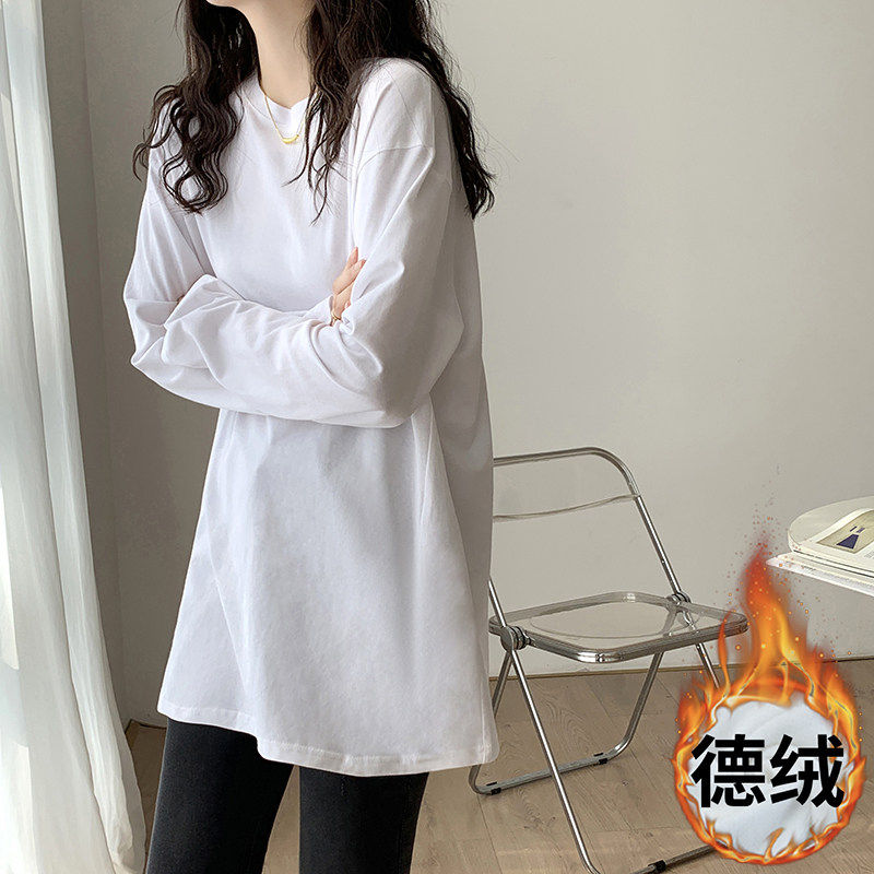 品牌折扣正品女装断码清仓特价不能退换黑色中长款遮屁股长袖t恤