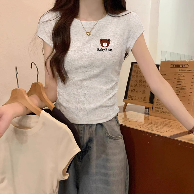 品牌折扣正品女装断码清仓特价不能退换杏色正肩短袖T恤女夏季