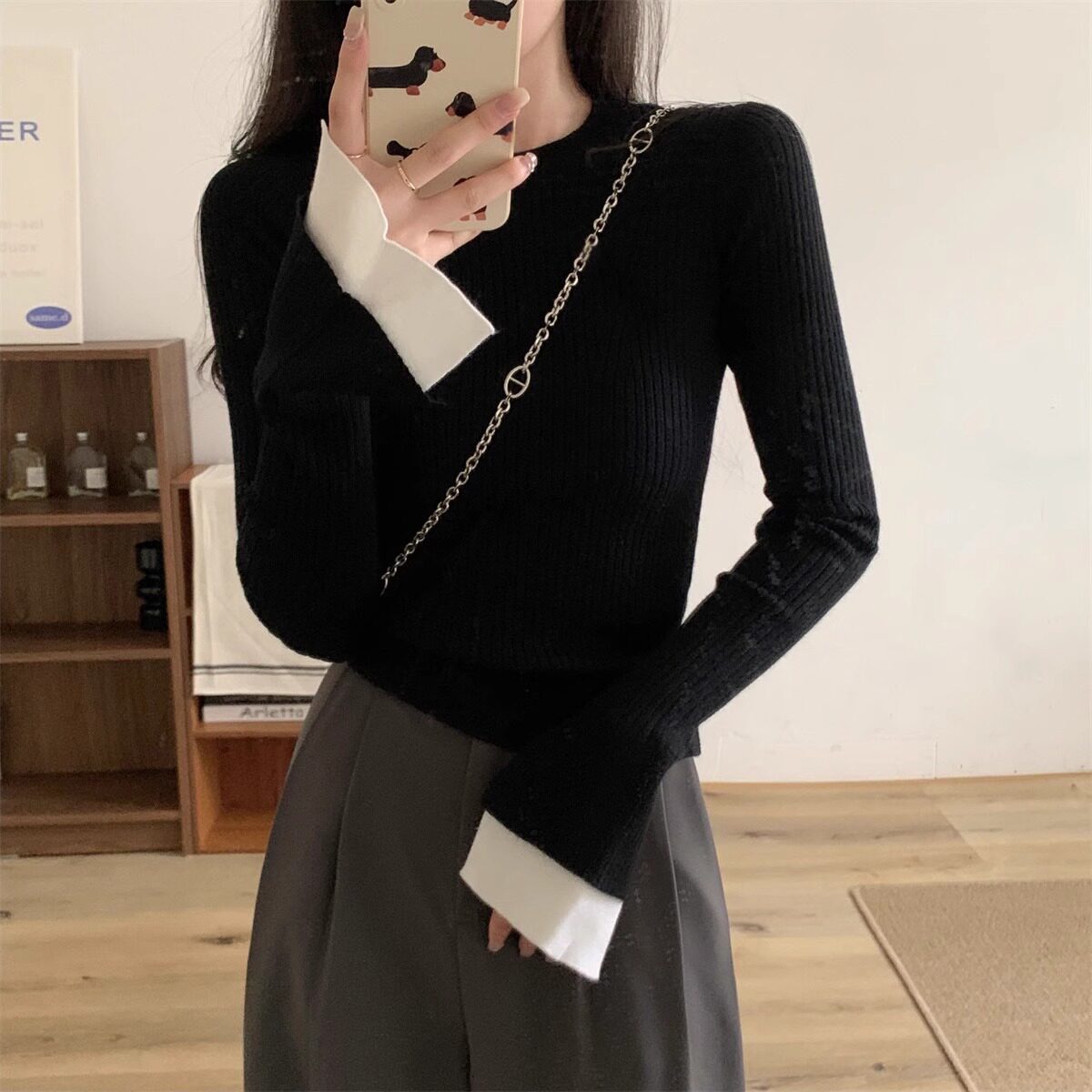 品牌折扣正品女装断码清仓特价不能退换灰色针织打底衫女春秋修身