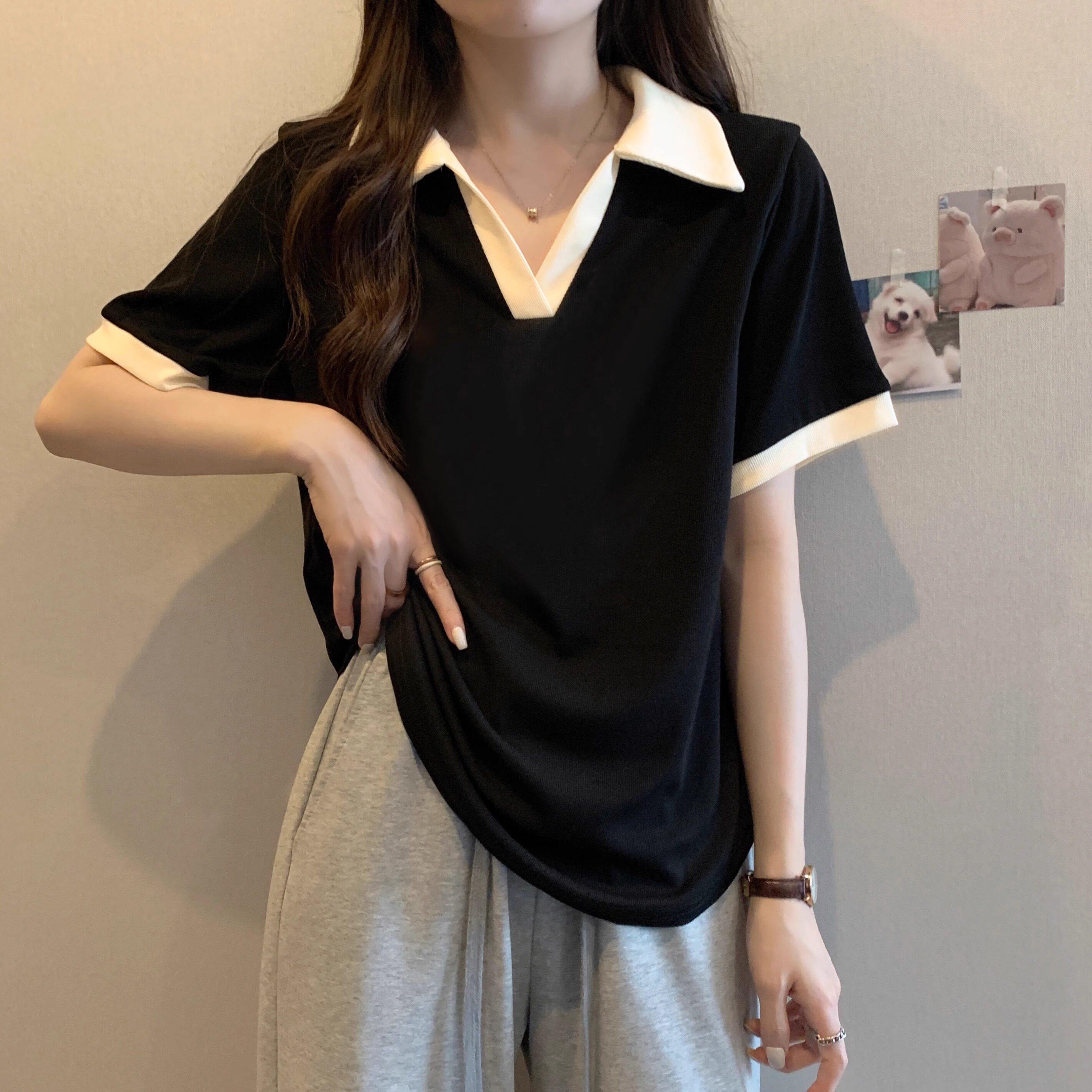 品牌折扣正品女装断码清仓特价不能退换大码POLO衫正肩短袖T恤女