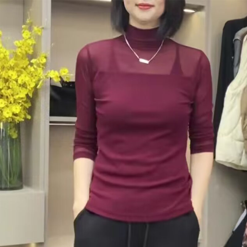 品牌折扣正品女装断码清仓特价不能退换半高领网纱打底衫女秋冬季