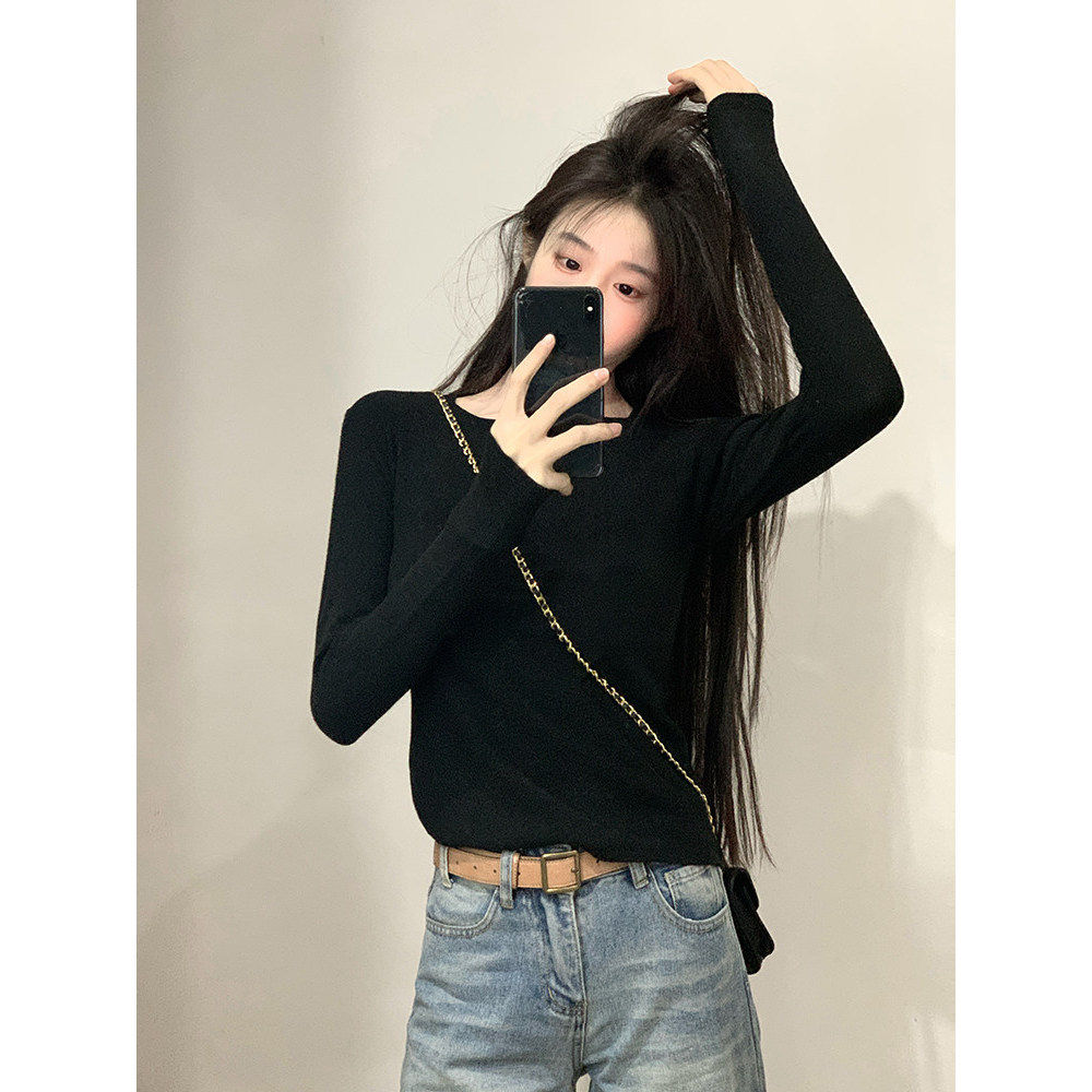 品牌折扣正品女装断码清仓特价不能退换黑色磨毛圆领打底衫女秋冬