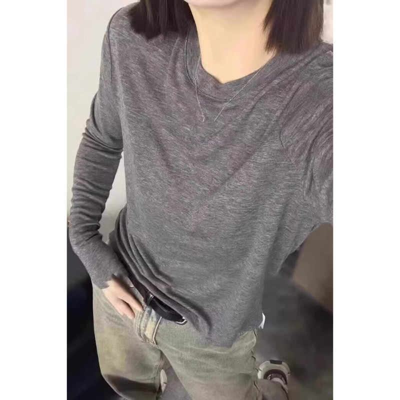 品牌折扣正品女装断码清仓特价不能退换灰色长袖T恤女秋冬新款简