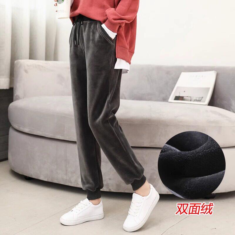 品牌折扣正品女装断码清仓特价不能退换金丝绒运动裤女秋冬季加绒