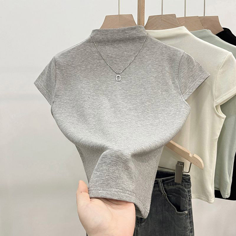 品牌折扣正品女装断码清仓特价不能退换半高领短袖T恤女夏季新款