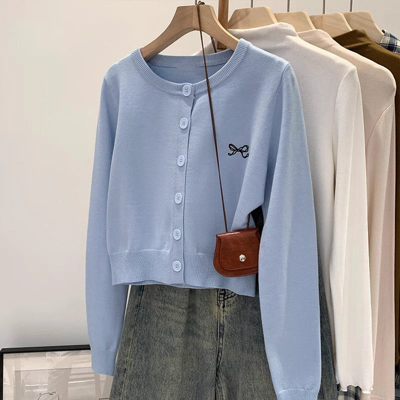 品牌正品女装衣服断码特价清仓 不退换-蓝色针织开衫外套女春秋