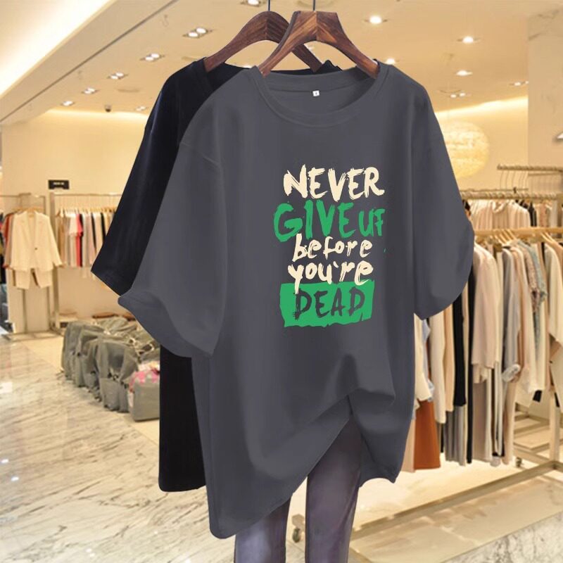 【品牌正品女装新品超级秒杀 不接受退换】灰色中长款短袖T恤女夏