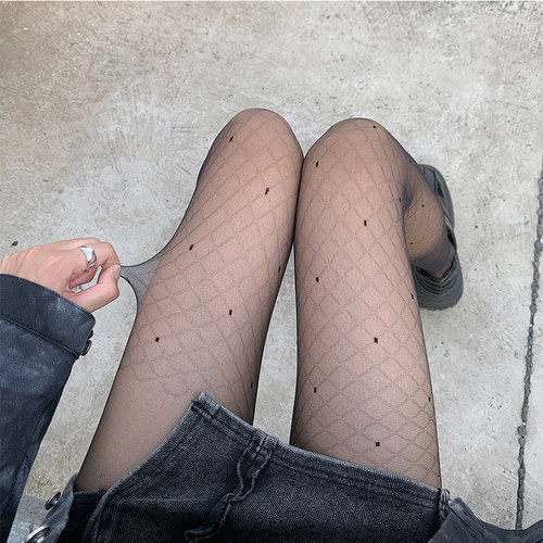 夜间教习室菱格点点提花丝袜