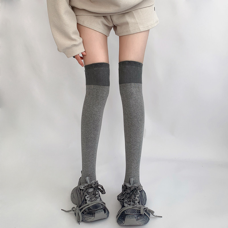 夜间教习室过膝长筒袜女春秋拼接袜子防下滑黑灰拼色高筒jk大腿袜,女士内衣/男士内衣/家居服,长筒袜,淘宝优惠券,粉丝福利购,淘宝优惠卷