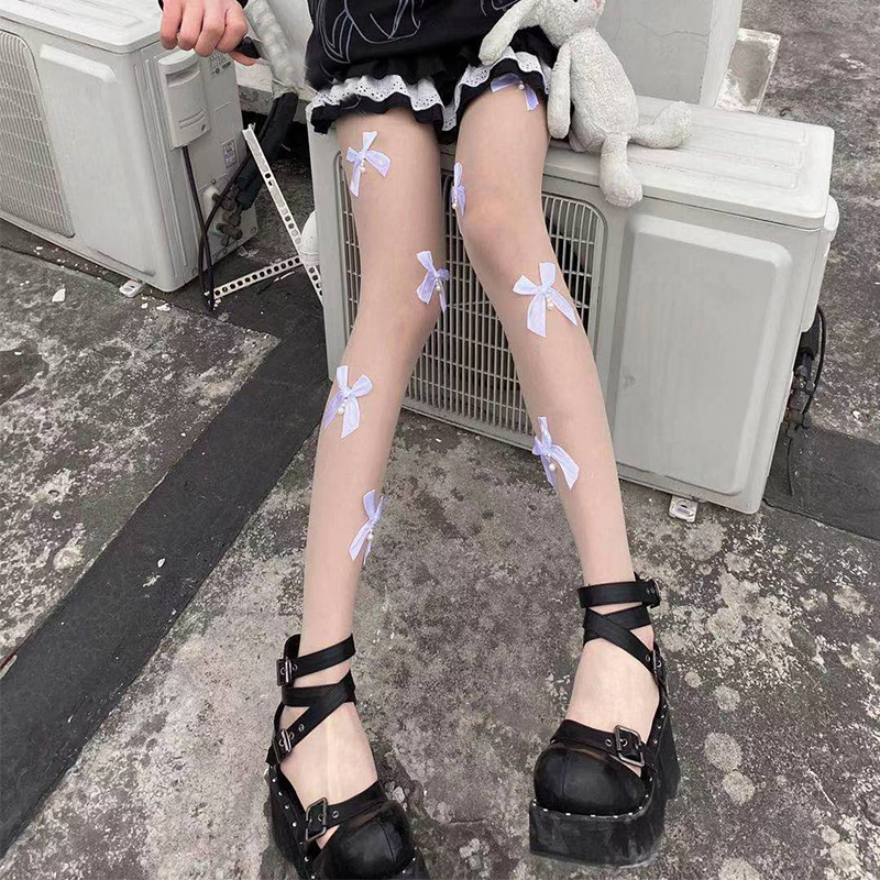 蝴蝶结春夏季ins长筒可爱丝袜