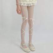 复古绑带白丝jk连裤 夜间教习室白色丝袜女夏季 纯欲防勾丝法式 袜子