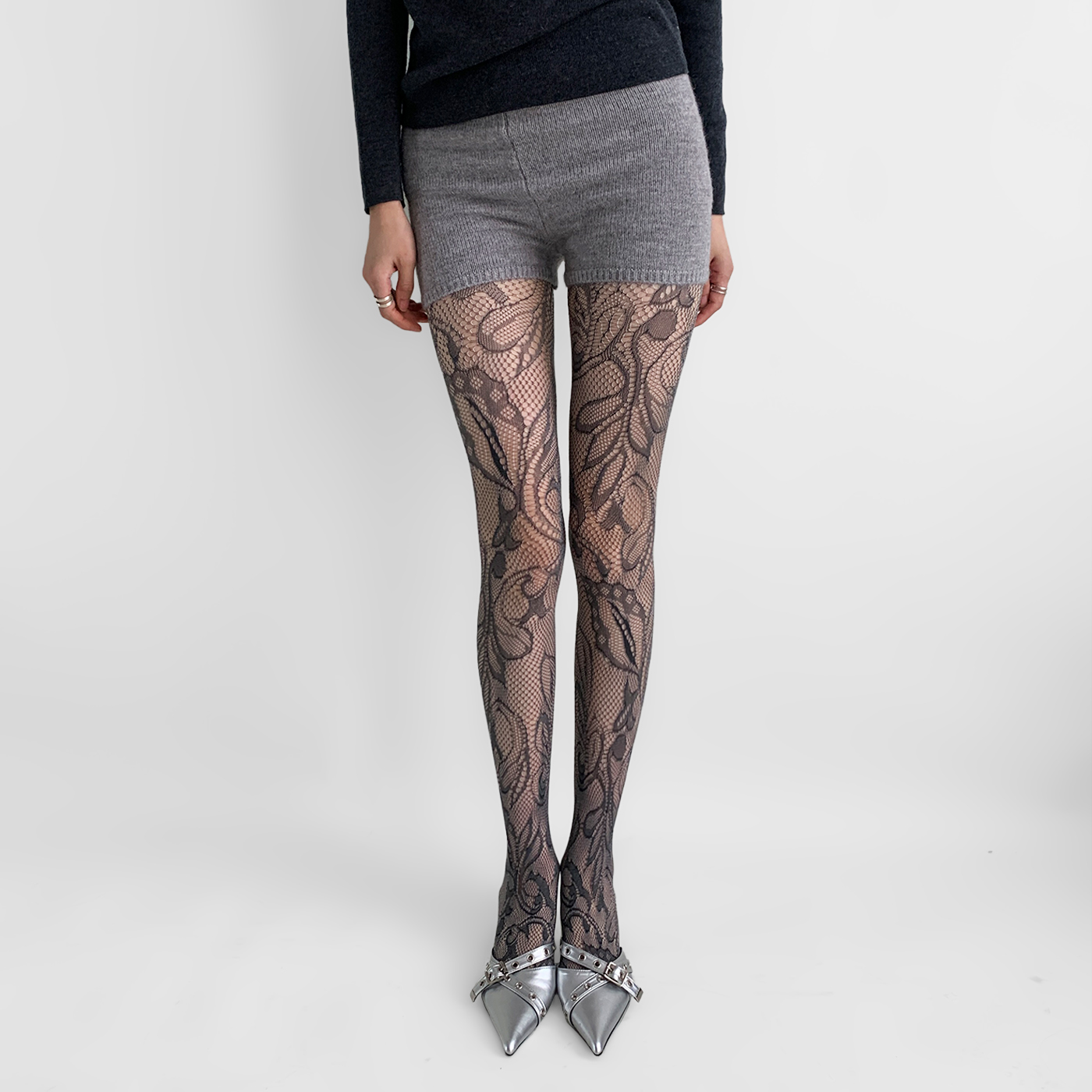 夜间教习室黑色蕾丝网袜女秋冬复古提花丝袜性感网眼镂空连裤袜子